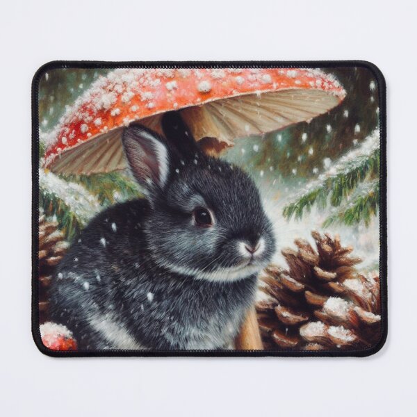 Item preview, Christmas grey rabbit mouse mat designed and sold by LizTodd.