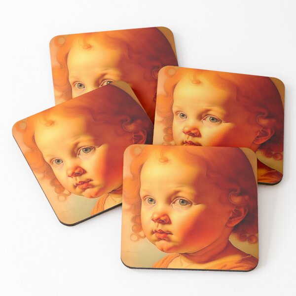 Item preview, Portrait Of A Cute Curly-Haired Baby In The Style Of Leonardo designed and sold by LanaGustavsson.