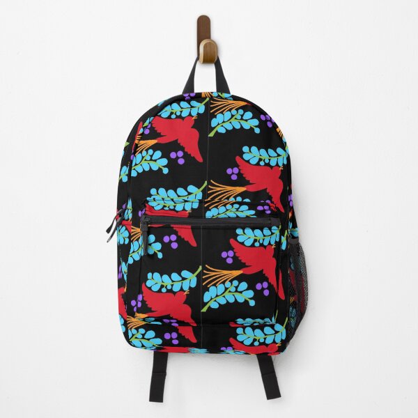 Item preview, Talavera bird 15, red on black, Bright Vibrant Colorful Dark designed and sold by elizdesign.