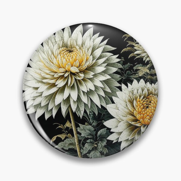 Item preview, vintage flowers, thistles, Chrysanthemums, floral print designed and sold by boojun.