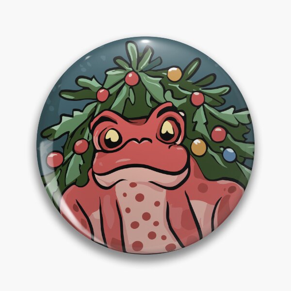 Item preview, Kiss Me under the Mistletoad - funny frogmas xmas card designed and sold by EmeraldeaArt.
