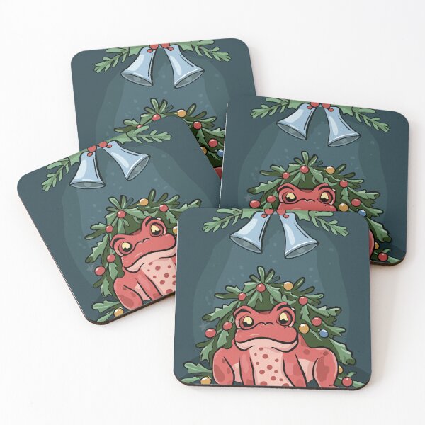 Item preview, Kiss Me under the Mistletoad - funny frogmas xmas card designed and sold by EmeraldeaArt.