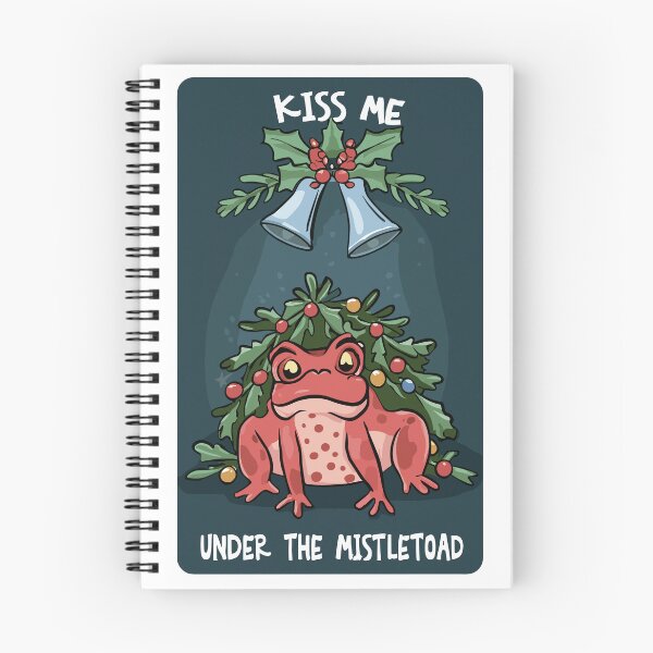 Item preview, Kiss Me under the Mistletoad - funny frogmas xmas card designed and sold by EmeraldeaArt.