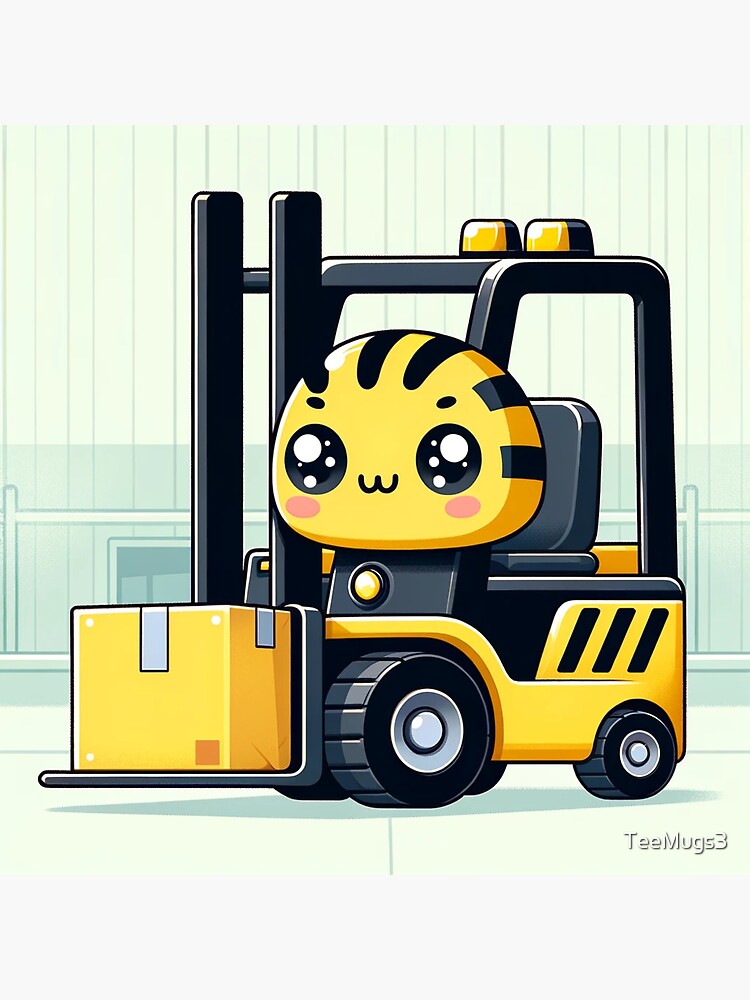 Thumbnail 3 of 3, Sticker, Adorable Forklift Character designed and sold by TeeMugs3.