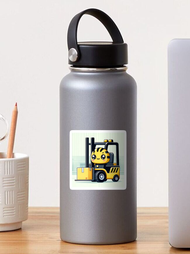Thumbnail 1 of 3, Sticker, Adorable Forklift Character designed and sold by TeeMugs3.