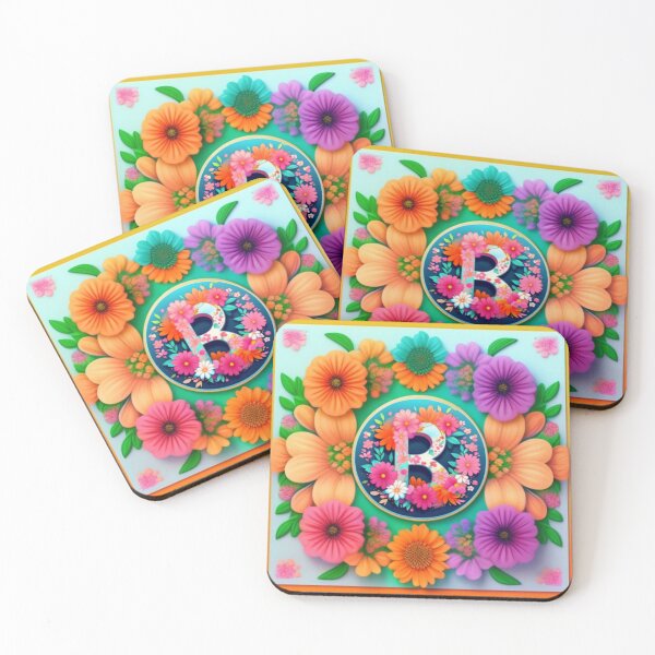 Item preview, Colorful floral letter B designed and sold by Roxburylane.