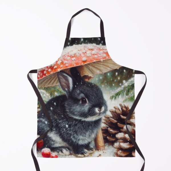 Item preview, Christmas grey rabbit apron designed and sold by LizTodd.