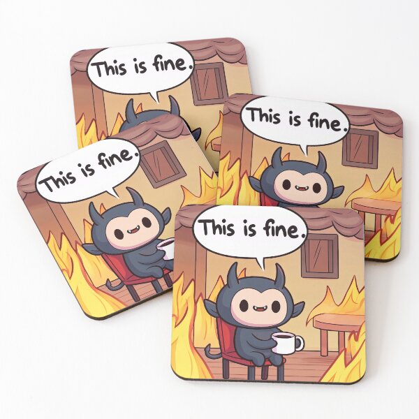 Item preview, This is fine, the little demon is used to fire. designed and sold by QuickSticker.