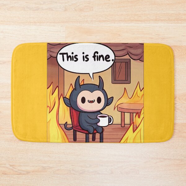 Item preview, This is fine, the little demon is used to fire. designed and sold by QuickSticker.
