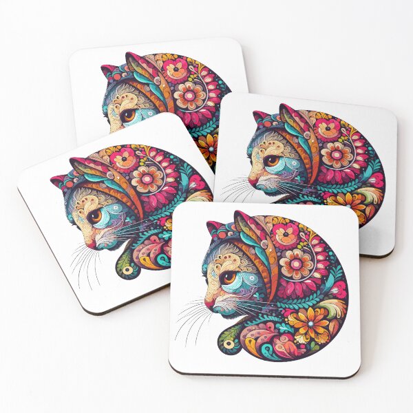 Item preview, Flowery Colorful Babushka Cat, Art, Intricate, Shirt, Sticker, Mug, Gift, Present designed and sold by cloudhiker.