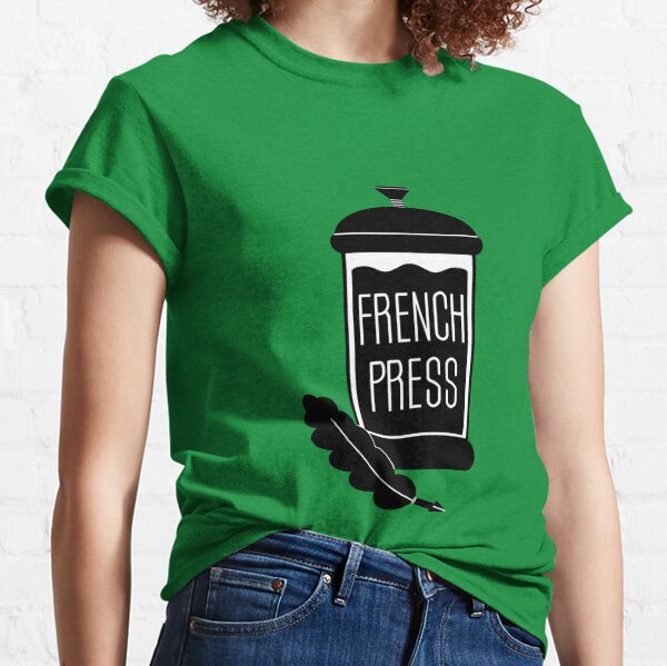 French Press Logo - Green, Large Design Classic T-Shirt