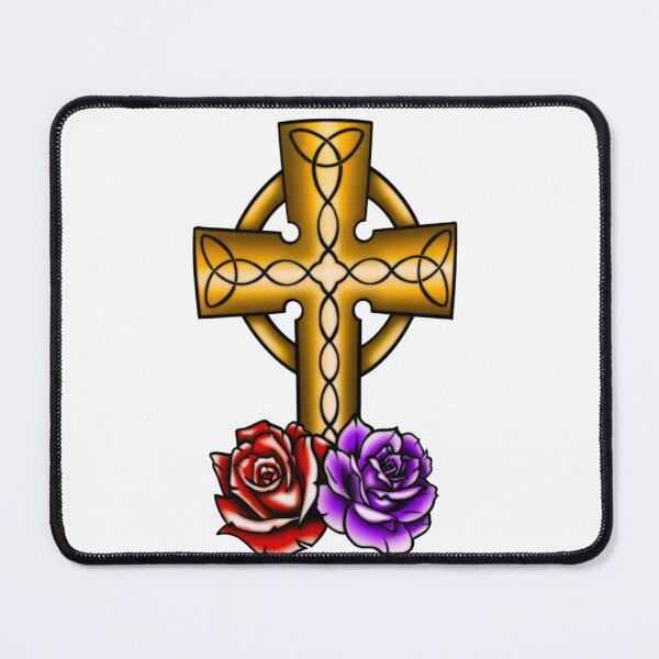 Item preview, Celtic cross & roses designed and sold by JackDraws88.