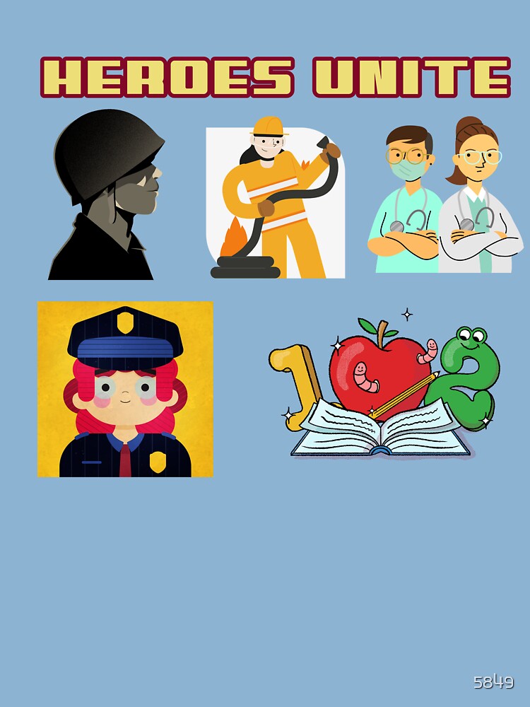 Thumbnail 2 of 2, Kids T-Shirt, Heroes Unite. our everyday heroes designed and sold by 5849.