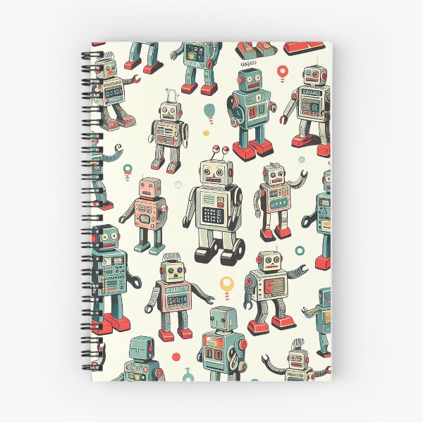 Artikelvorschau, Retro-Blechspielzeug-Roboter-Muster entworfen und verkauft von ArtFactoryAI.