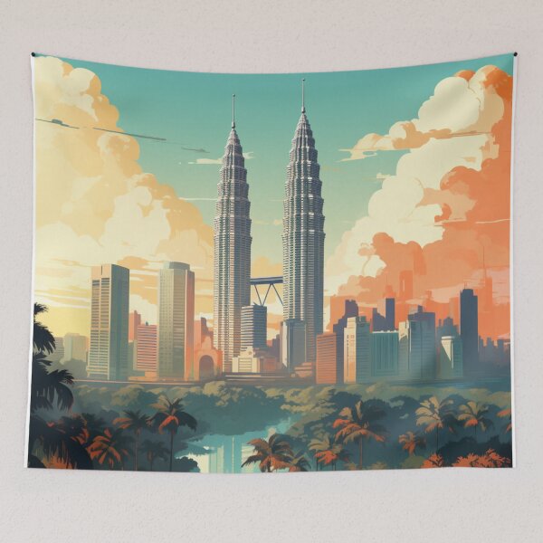 Item preview, A Vintage Travel Illustration of Kuala Lumpur - Malaysia  designed and sold by GoodOldVintage.