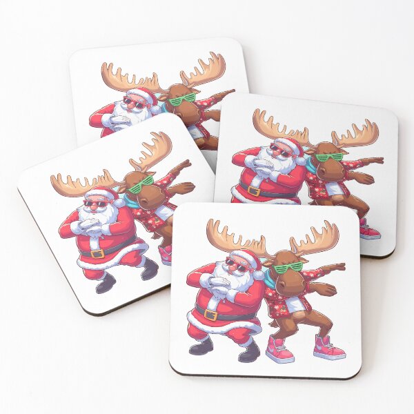 Artikelvorschau, Santa Claus and Moose Dabbing – Cooler Weihnachtsmann und Elch mit Sonnenbrille entworfen und verkauft von JessArty ⭐⭐⭐⭐⭐.