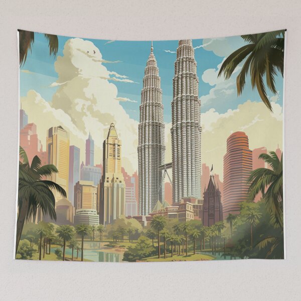 Item preview, A Vintage Travel Illustration of Kuala Lumpur - Malaysia  designed and sold by GoodOldVintage.