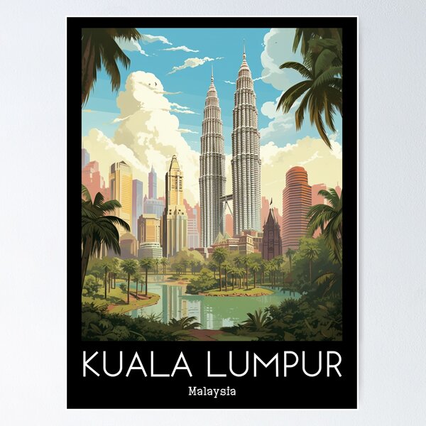 Item preview, A Vintage Travel Illustration of Kuala Lumpur - Malaysia  designed and sold by GoodOldVintage.