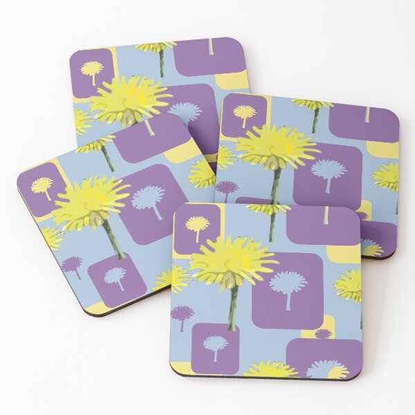 Item preview, Mod Dandelions with Purple on Sky Blue Repeat 5748 designed and sold by Art in My Loft.