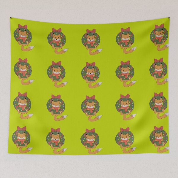Item preview, Sticker Cozy Fox in Festive Wreath and Bow! designed and sold by RedFoxIV.
