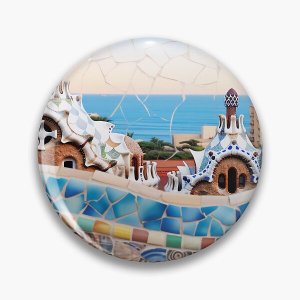 Item preview, Sea view mosaic inspired by Gaudi Park Guell Barcelona Spain designed and sold by LolioGifts.