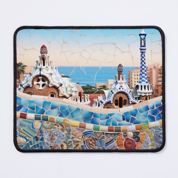 Item preview, Sea view mosaic inspired by Gaudi Park Guell Barcelona Spain designed and sold by LolioGifts.
