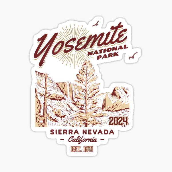 Item preview, Yosemite National Park Vintage Design Sierra Nevada California designed and sold by WanderQuestCo.