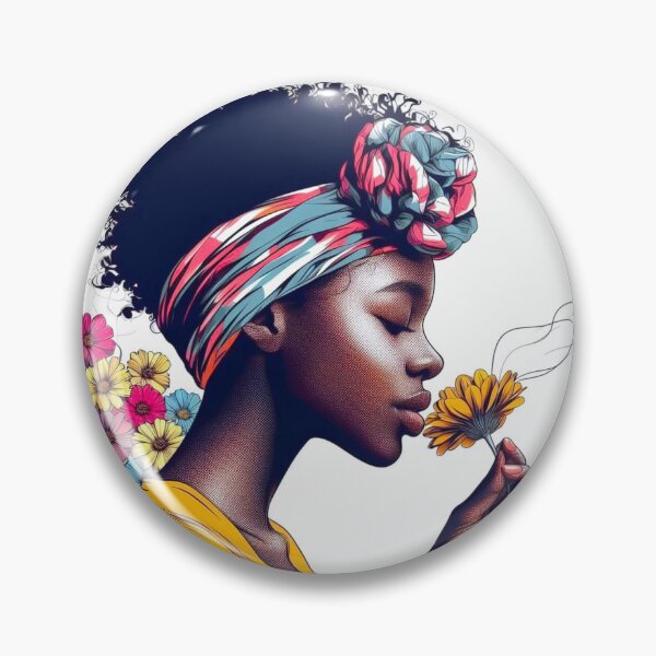 Item preview, A girl smelling the scent of flowers. designed and sold by growing-mom.