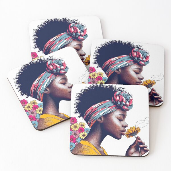 Item preview, A girl smelling the scent of flowers. designed and sold by growing-mom.