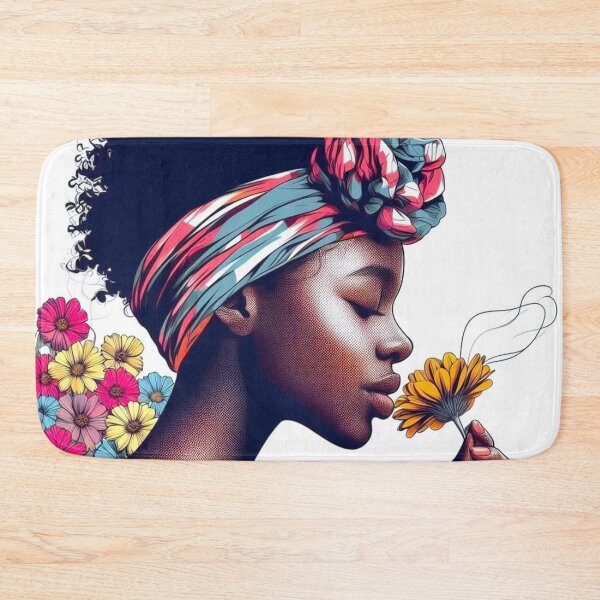 Item preview, A girl smelling the scent of flowers. designed and sold by growing-mom.