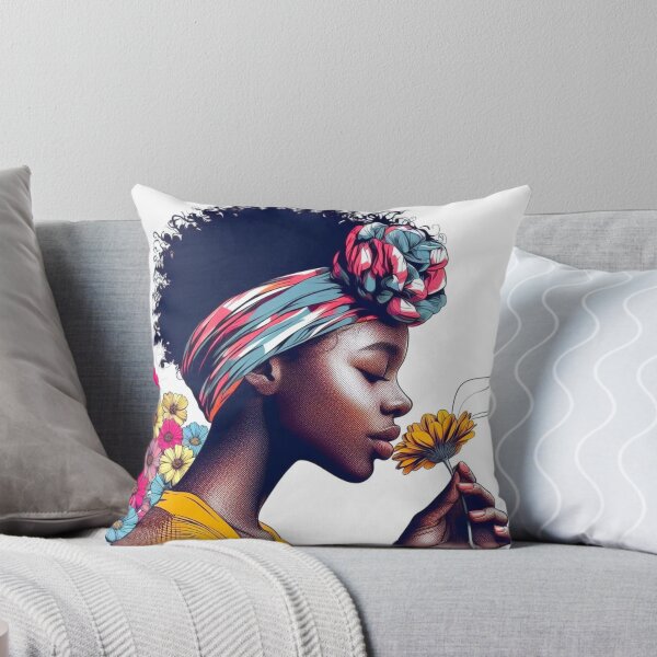 Item preview, A girl smelling the scent of flowers. designed and sold by growing-mom.