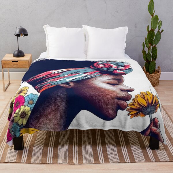 Item preview, A girl smelling the scent of flowers. designed and sold by growing-mom.