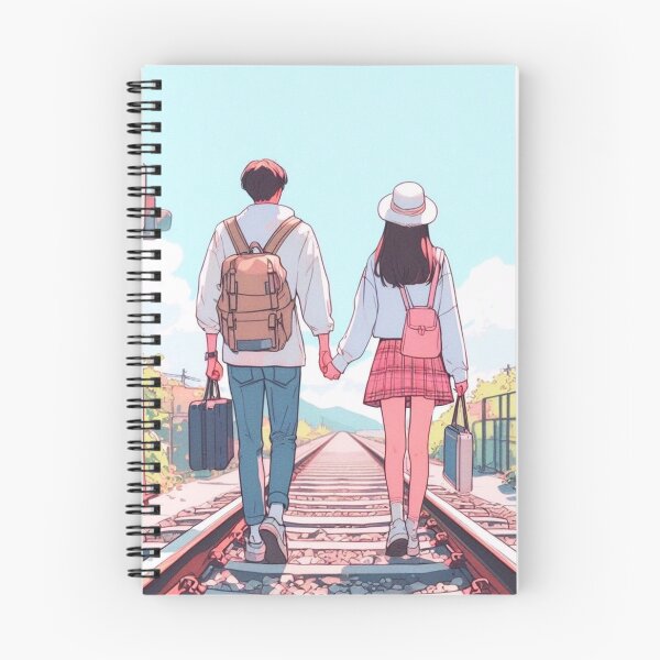 Item preview, A couple walking hand in hand on the train tracks. designed and sold by growing-mom.