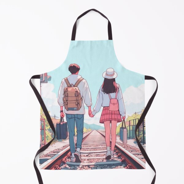 Item preview, A couple walking hand in hand on the train tracks. designed and sold by growing-mom.