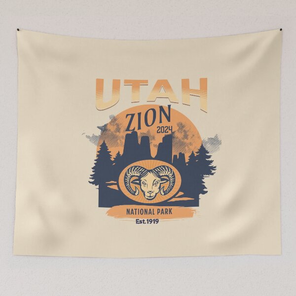 Item preview, Zion National Park Vintage Design Utah designed and sold by WanderQuestCo.