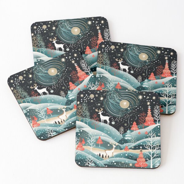 Item preview, Magical Winter Landscape with Full Moon and Reindeer designed and sold by AgathaZolastore.