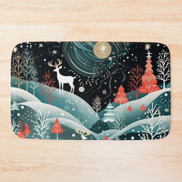 Item preview, Magical Winter Landscape with Full Moon and Reindeer designed and sold by AgathaZolastore.
