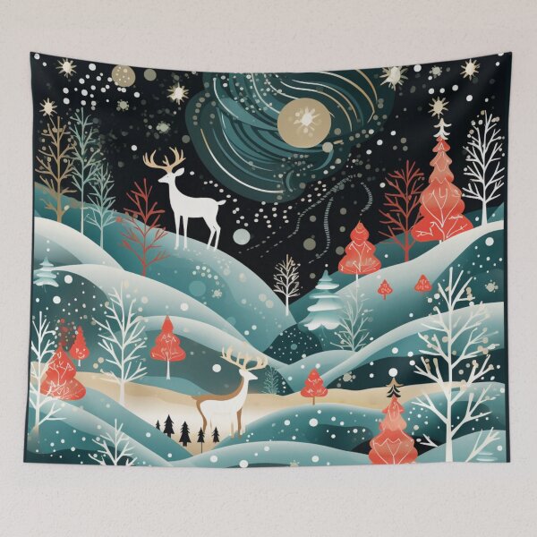 Item preview, Magical Winter Landscape with Full Moon and Reindeer designed and sold by AgathaZolastore.