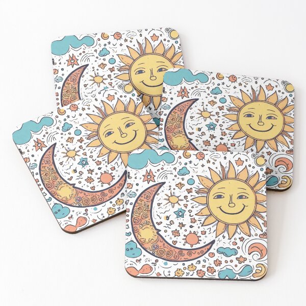 Item preview, Hand Draw Art | Cute Sun And Crescent Moon designed and sold by Hagar Rabee.