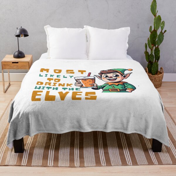 Item preview, Most Likely To Drink With The Elves Elf Drinking Christmas designed and sold by ArtFromBeyond.