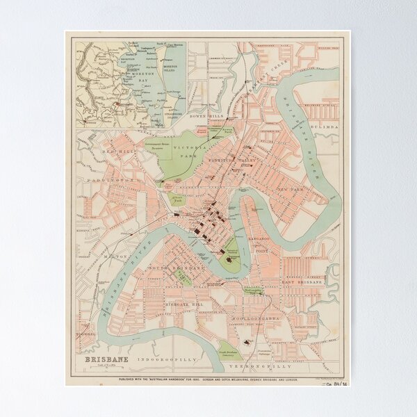 Item preview, 1890 Historical Map of Brisbane  designed and sold by housedetective.