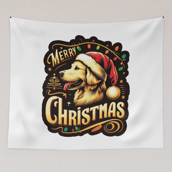 Item preview, Golden Retriever Xmas Decorating Christmas Typography designed and sold by PrintyArts.