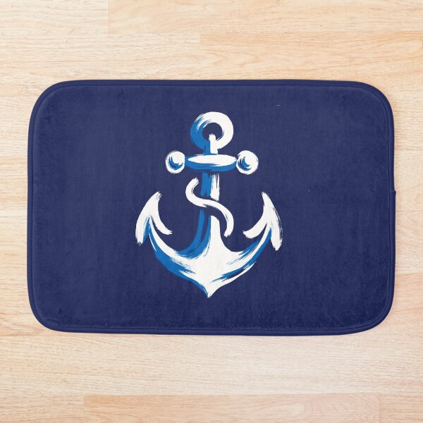 Artikelvorschau, Nautisch weiß bemalter Anker auf Marineblau entworfen und verkauft von BrightTide.
