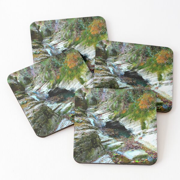 Item preview, View in Sarnano at Pozze dell'Acquasanta with rocks, rivulets, water, greenery designed and sold by Kristina Drozd.