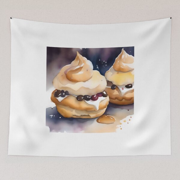 Item preview, National Cream Puff Day B - January 2 - Watercolor & Pen designed and sold by Oldetimemercan.