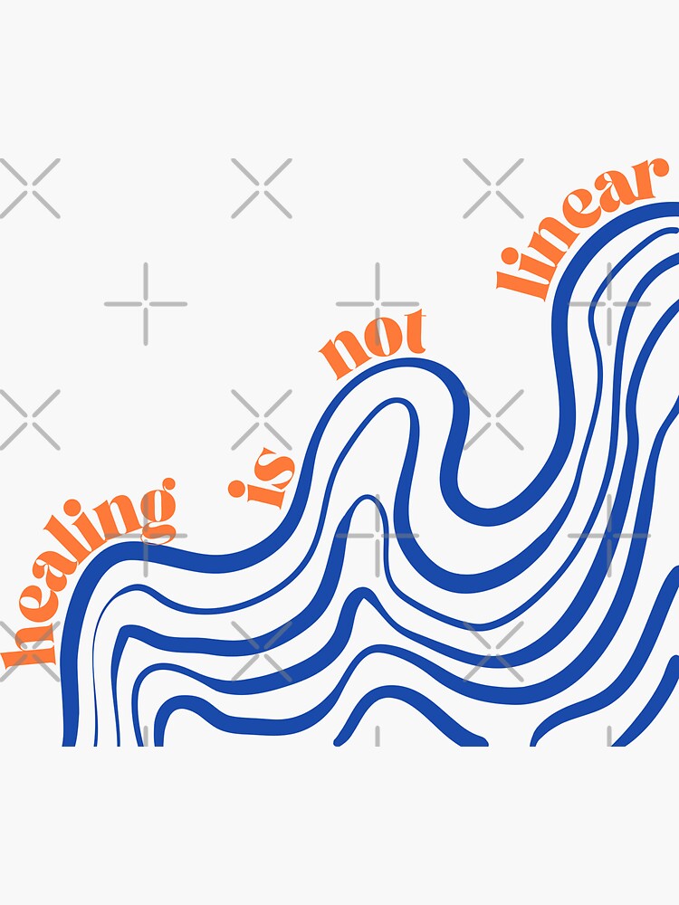 Thumbnail 3 of 3, Sticker, Healing Is Not Linear Squiggles designed and sold by lulifilu.
