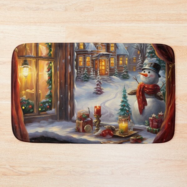 Item preview, A Painting of a Christmas Window with a Snowman designed and sold by AgathaZolastore.