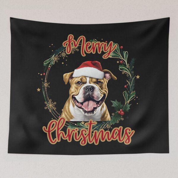 Item preview, Adorable Christmas Puppy- Festive American Bull Dog designed and sold by DarlingsTees.