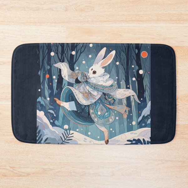 Item preview, White rabbit dancing in the snow designed and sold by etherElric.