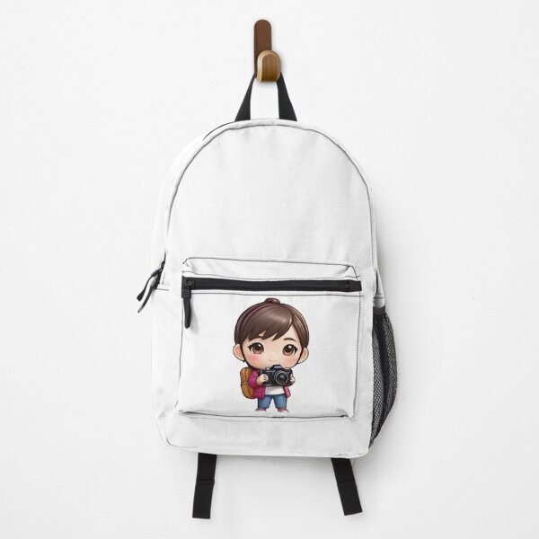Item preview, Happy cute girl photographer traveler with camera. designed and sold by athurbubble.